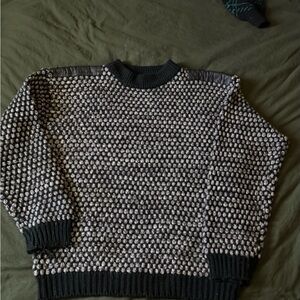 Street Scenes Vintage Knit Sweater w/ Leather Detail 90s Style Size M